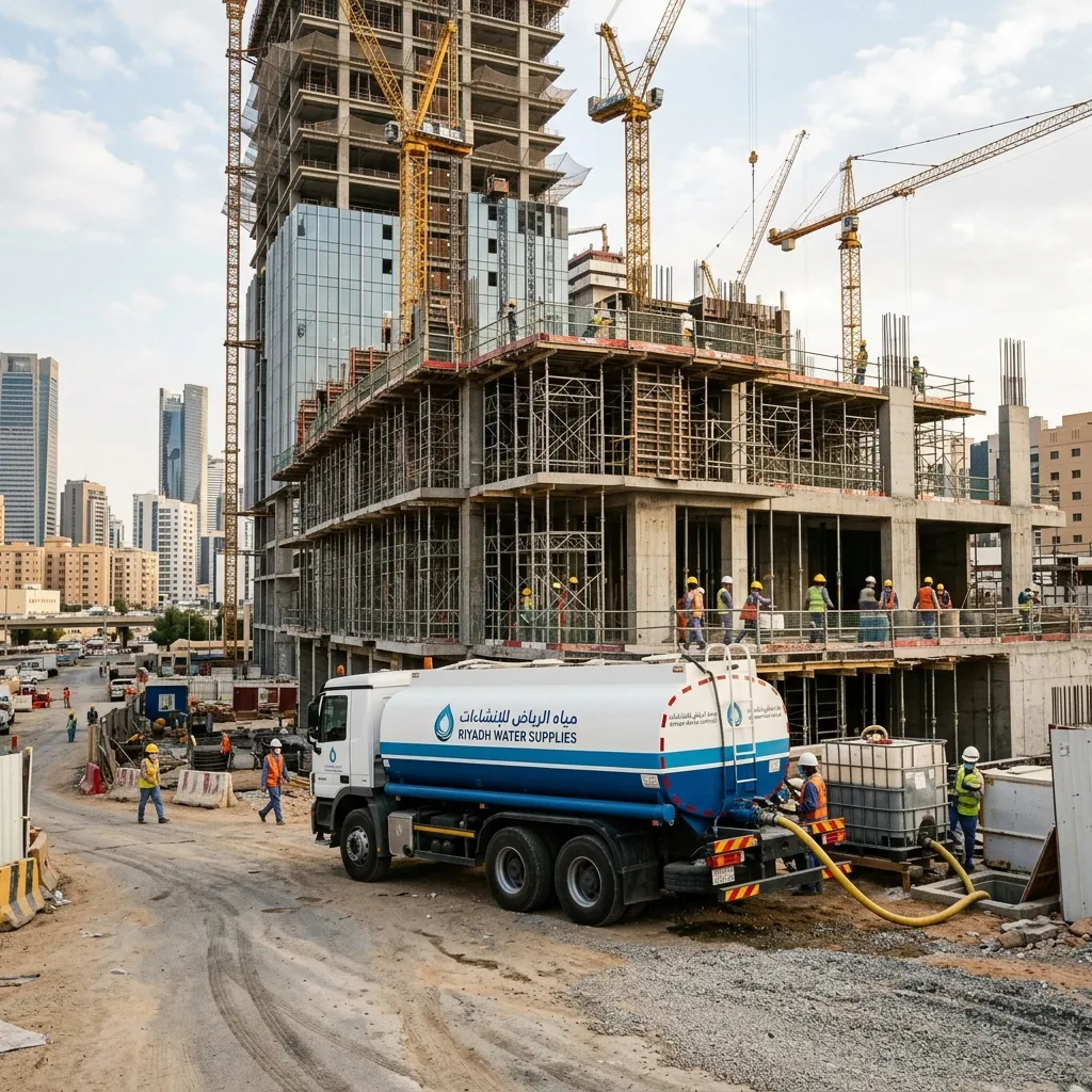 وايت مياه في موقع مقاولات وإنشاءات بالرياض